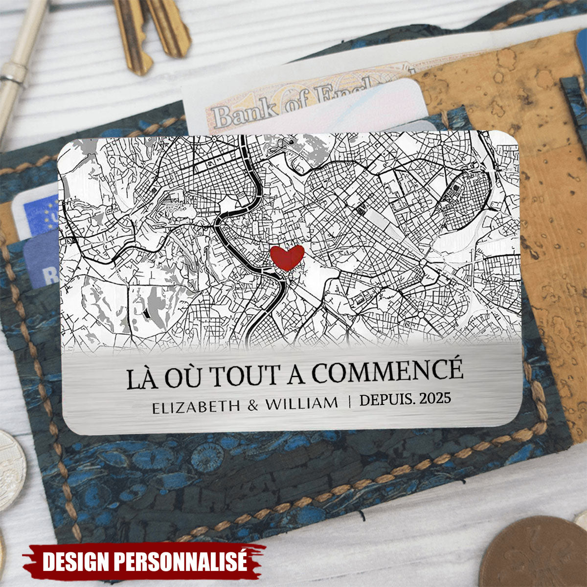 Carte de Portefeuille Personnalisée – Lieu de Notre Histoire d’Amour