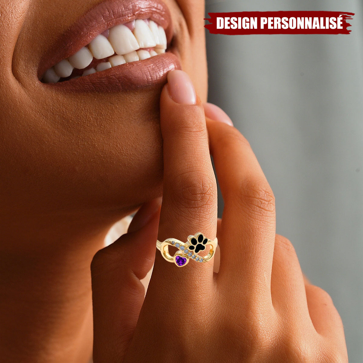 Bague Souvenir Patte Personnalisée - Cadeau pour les Amoureux des Animaux