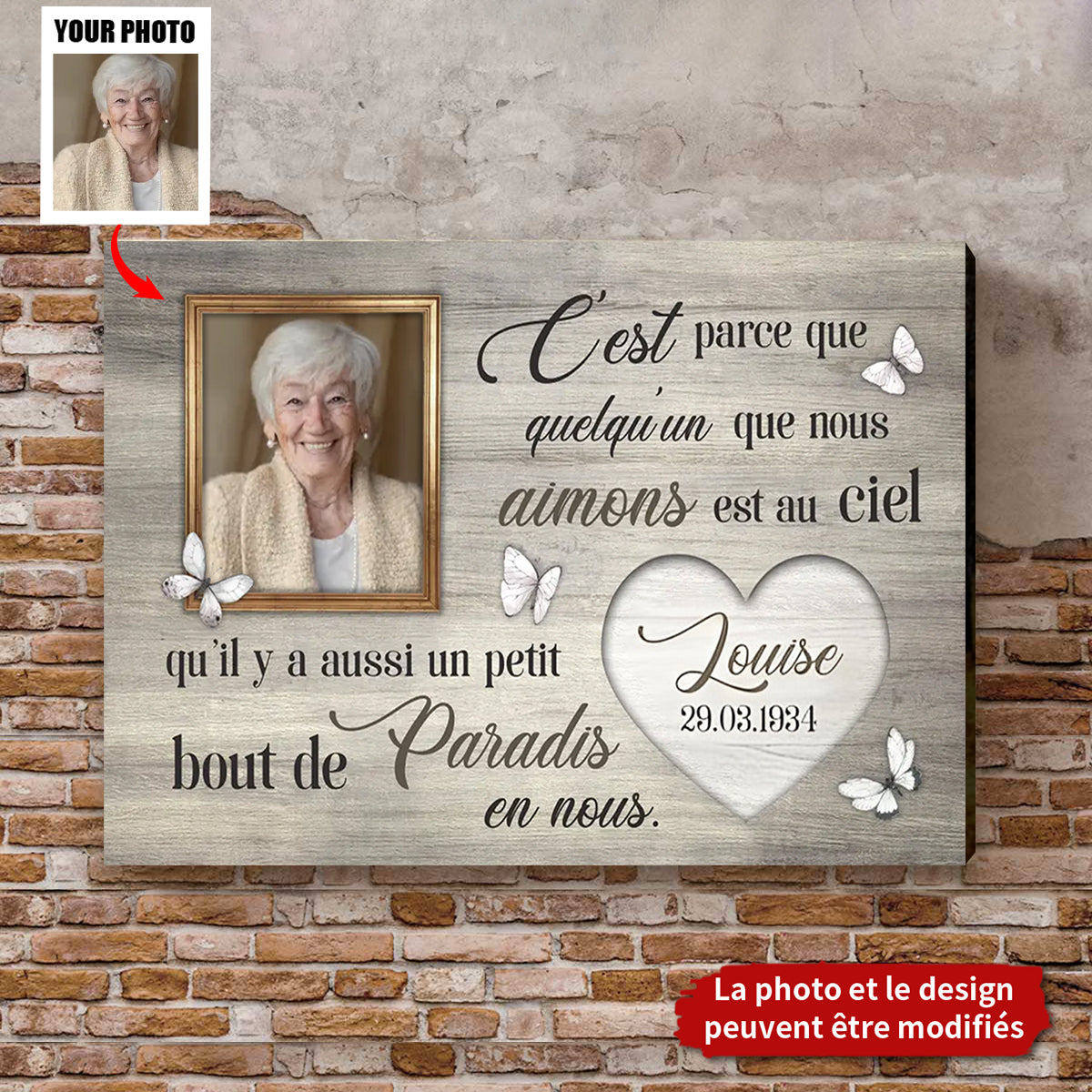 Plaque Mémoriale Personnalisée avec Photo - Un Petit Bout de Paradis en Nous