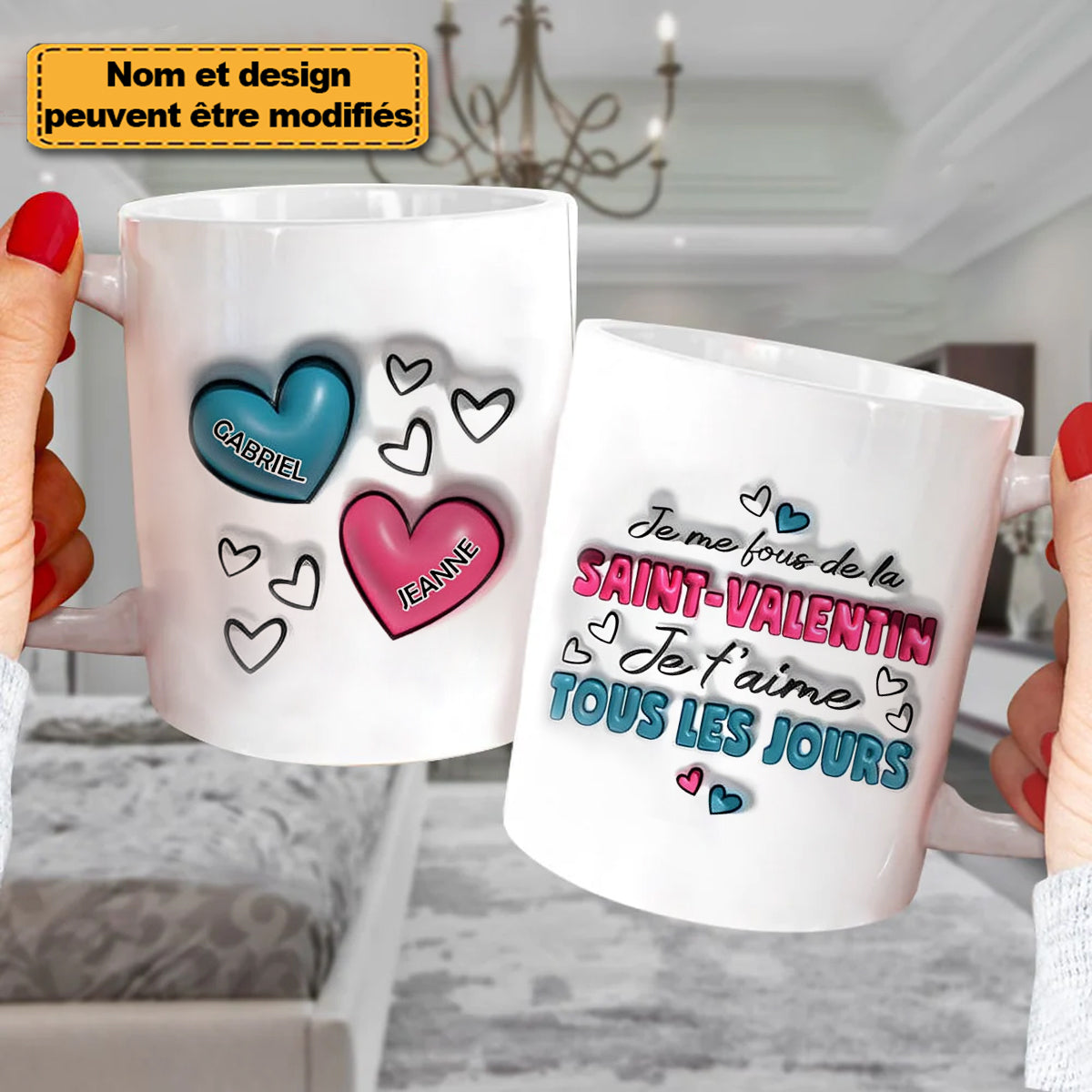 Mug Couple Personnalisé – Je t’aime Tous les Jours, Pas Seulement à la Saint-Valentin