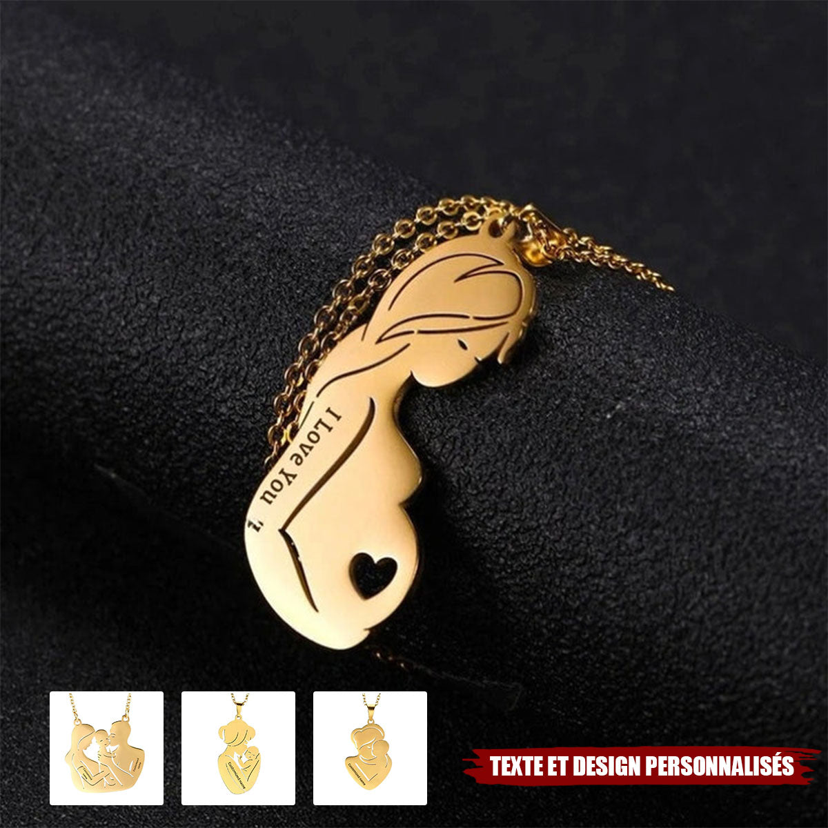 Collier Personnalisé Maman & Bébé – Gravure Texte et Design au Choix