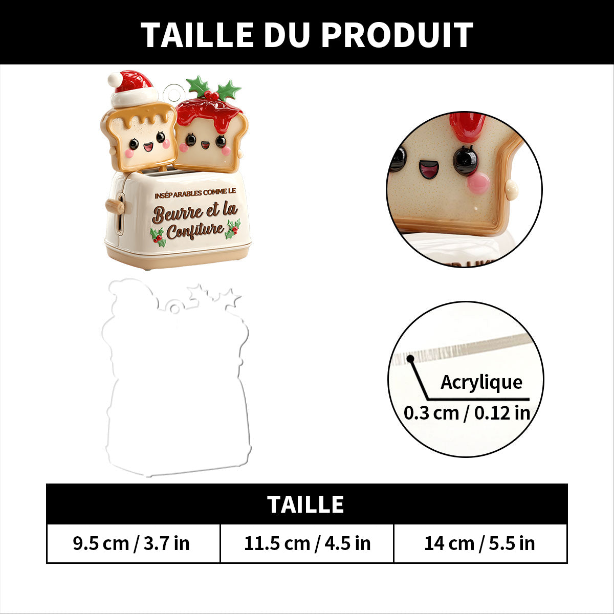Ornement de Noël Personnalisé – Tranches de Pain "Beurre et Confiture"