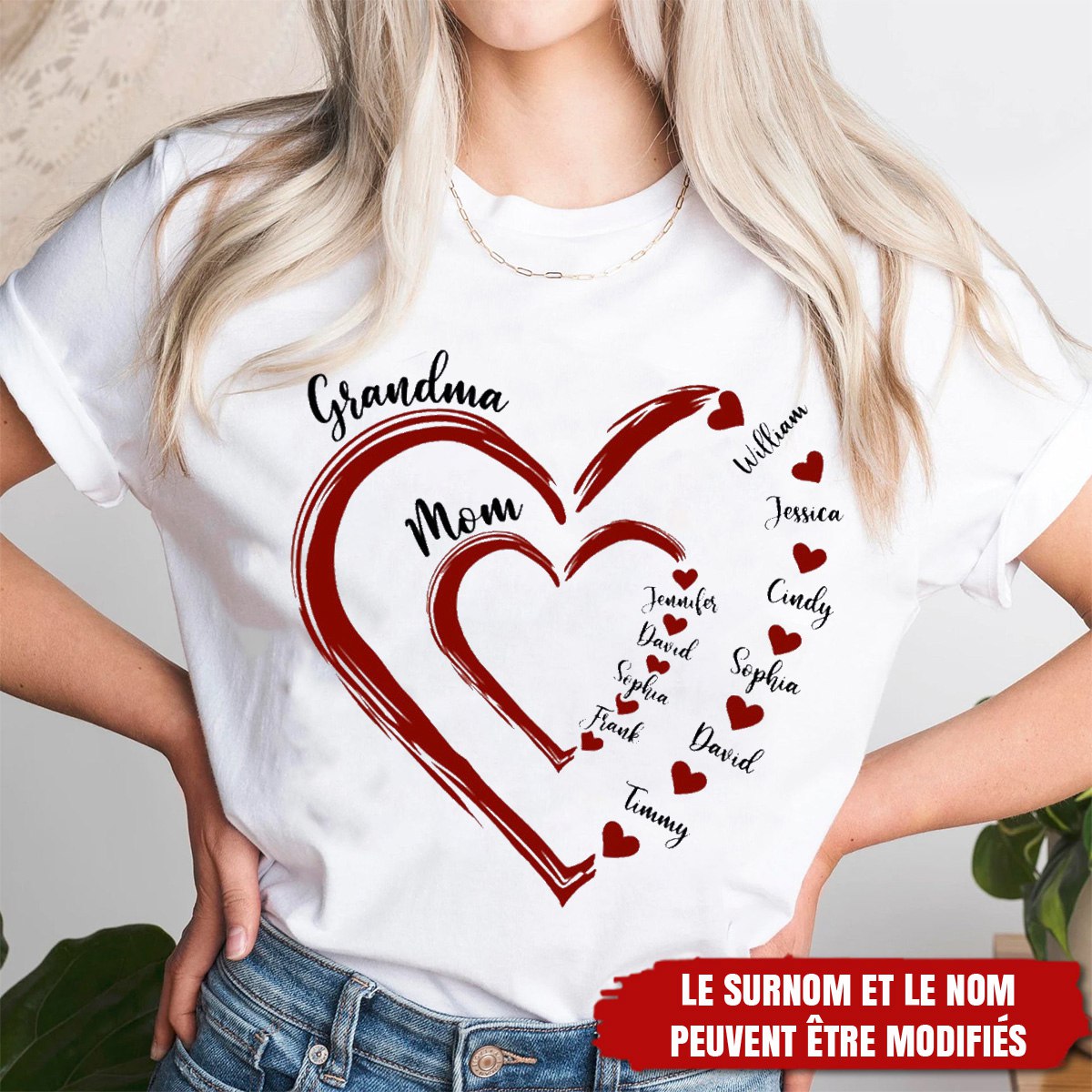 T-shirt Personnalisé – Les Petits Cœurs de Maman et Mamie