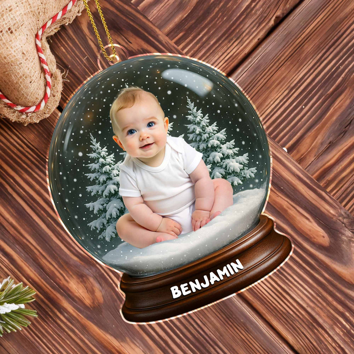 Ornement de Noël Personnalisée en Acrylique avec Photo – Souvenir Unique et Intemporel