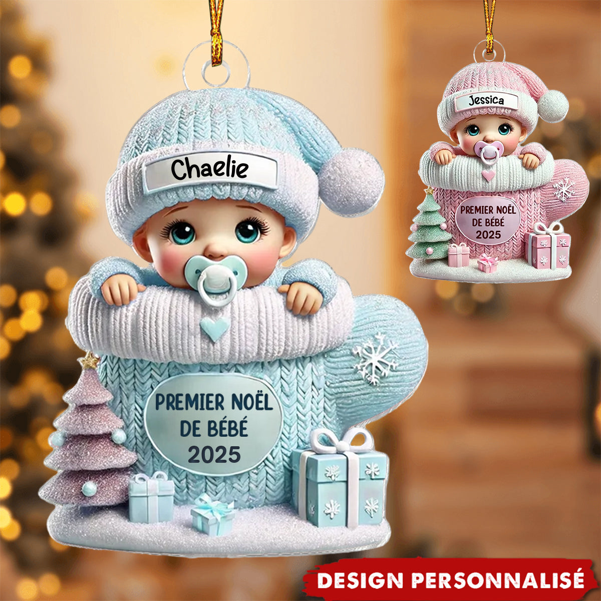 Décoration de Noël Personnalisée Ornement Acrylique  - Premier Noël de Bébé