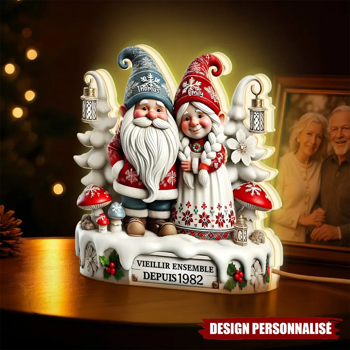 Boîte Lumineuse "Vieillir Ensemble" - Cadeau d’Amour Personnalisé