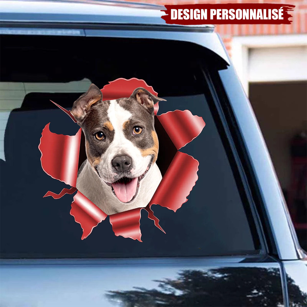 Autocollant Percé en Métal avec Photo de Chien – Design Unique