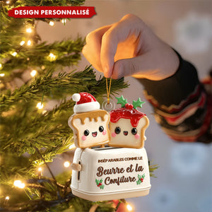 Ornement de Noël Personnalisé – Tranches de Pain "Beurre et Confiture"