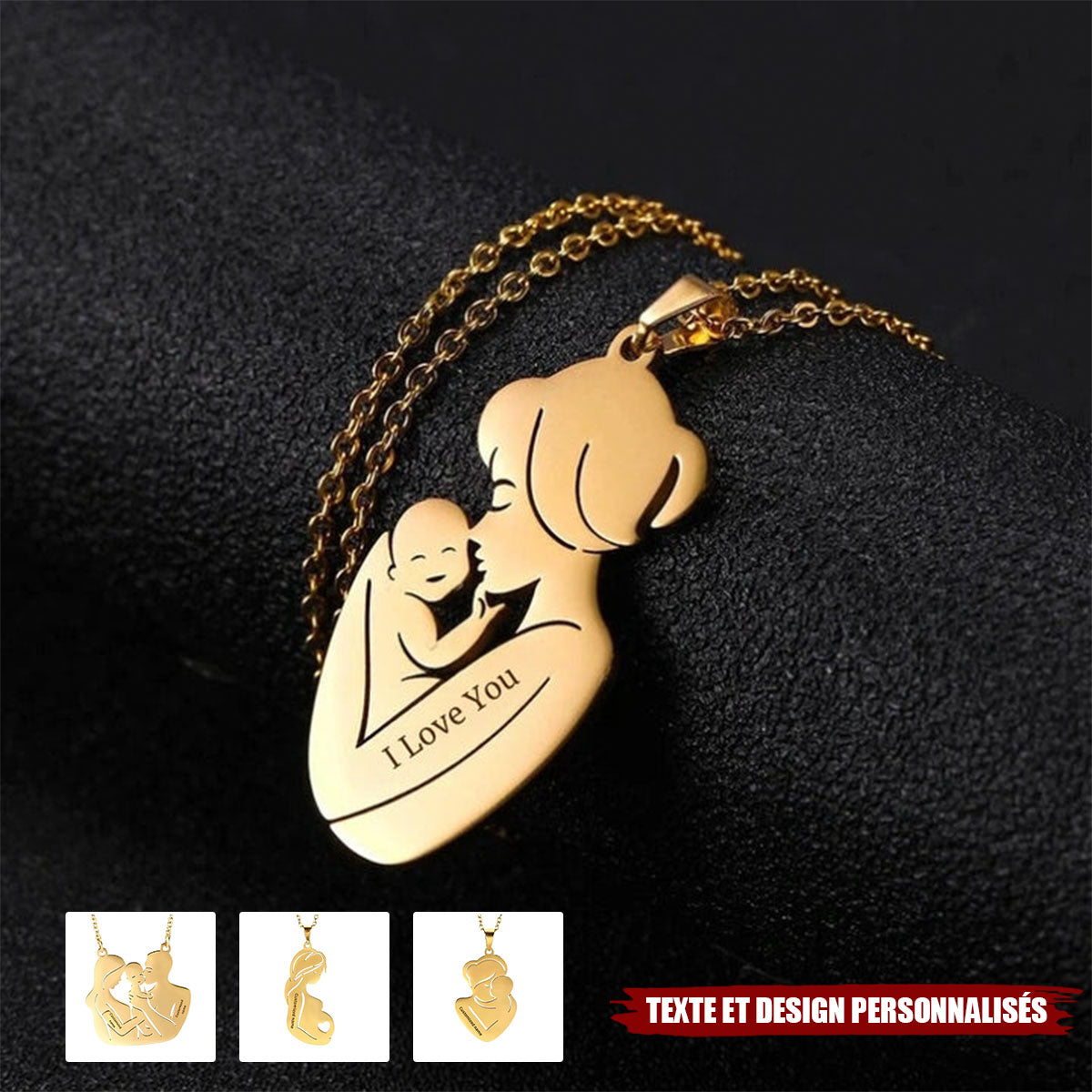 Collier Personnalisé Maman & Bébé – Gravure Texte et Design au Choix