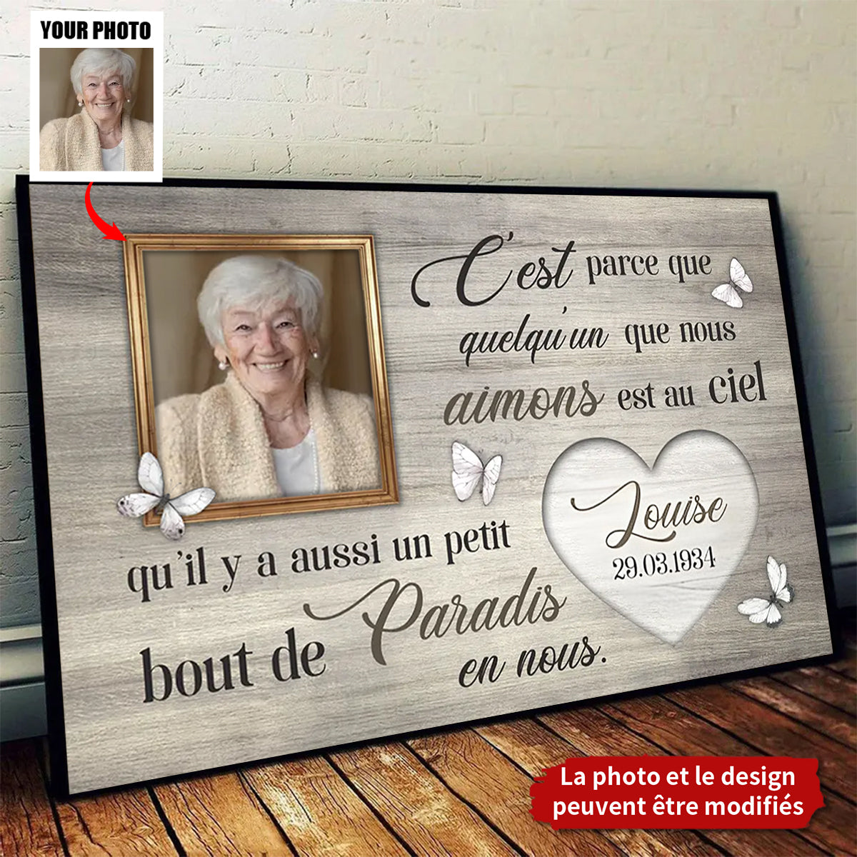 Plaque Mémoriale Personnalisée avec Photo - Un Petit Bout de Paradis en Nous
