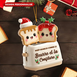 Ornement de Noël Personnalisé – Tranches de Pain "Beurre et Confiture"