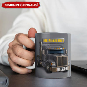 Mug Personnalisé “Meilleur Chauffeur” - Cadeau pour les passionnés de camions