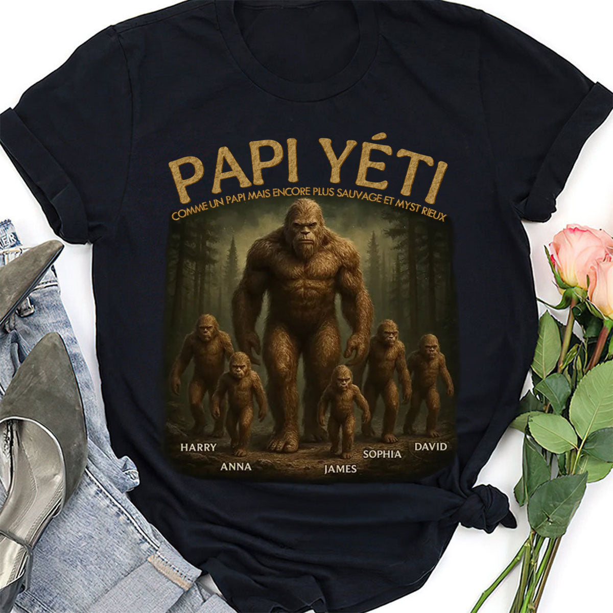 T-shirt personnalisé "Papa Yéti" – Comme un papa, mais encore plus sauvage et mystérieux