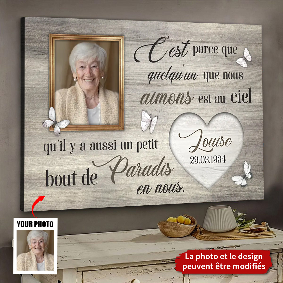 Plaque Mémoriale Personnalisée avec Photo - Un Petit Bout de Paradis en Nous