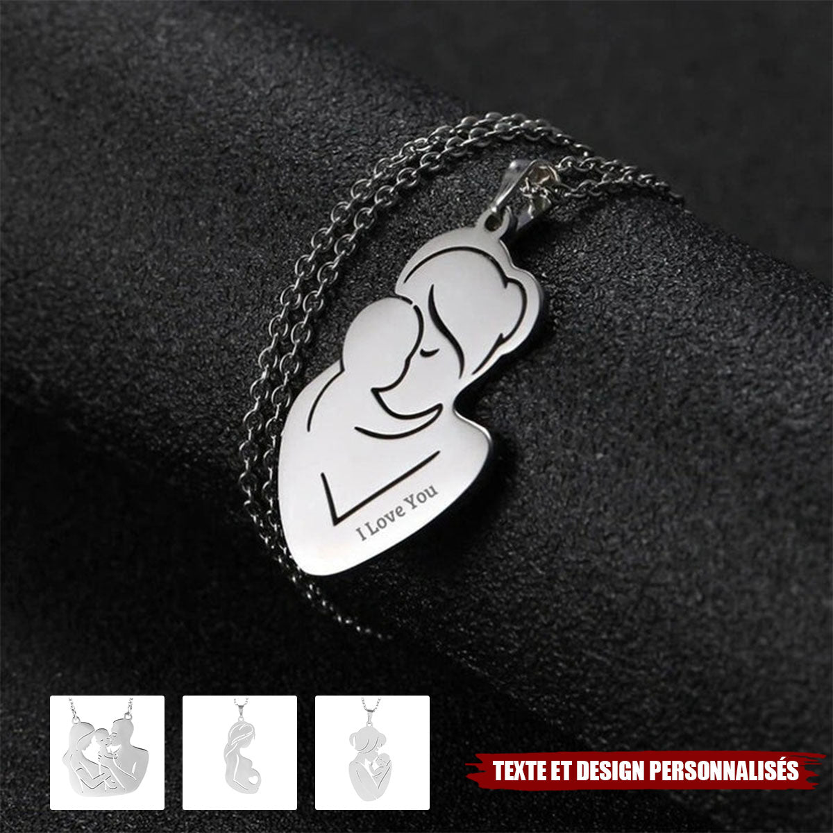 Collier Personnalisé Maman & Bébé – Gravure Texte et Design au Choix