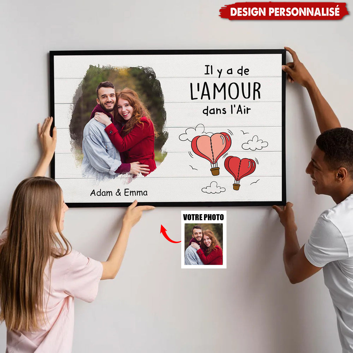 Affiche Personnalisée Couple avec Photo – Il y a de l'Amour dans l'Air