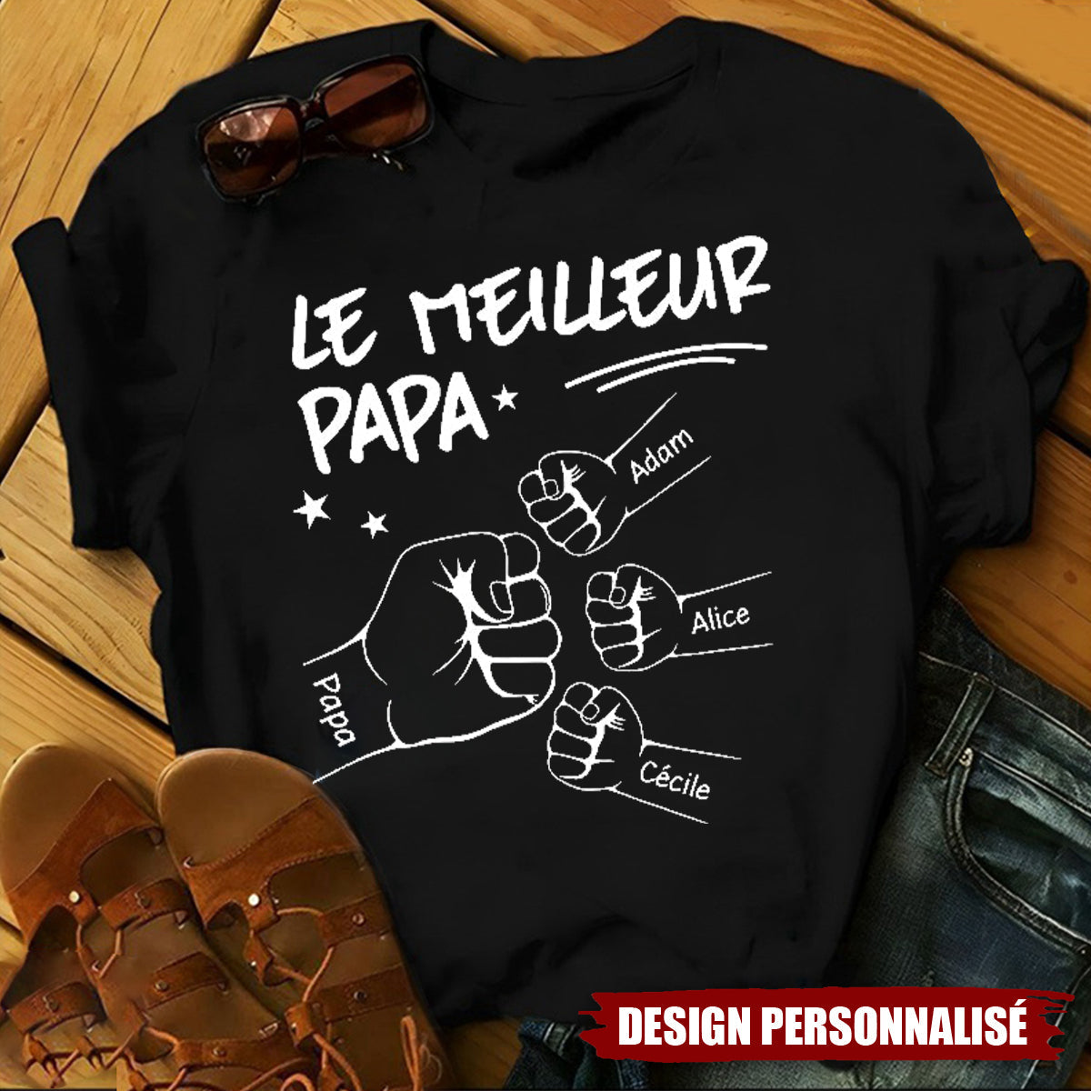T-shirt personnalisé "Le meilleur papa"– Cadeau unique pour la fête des pères