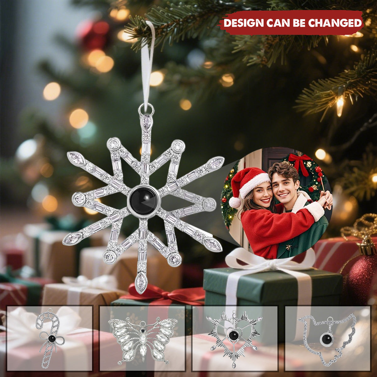 Ornement de Noël Scintillant Personnalisé – Ajoutez Votre Photo pour un Éclat Unique
