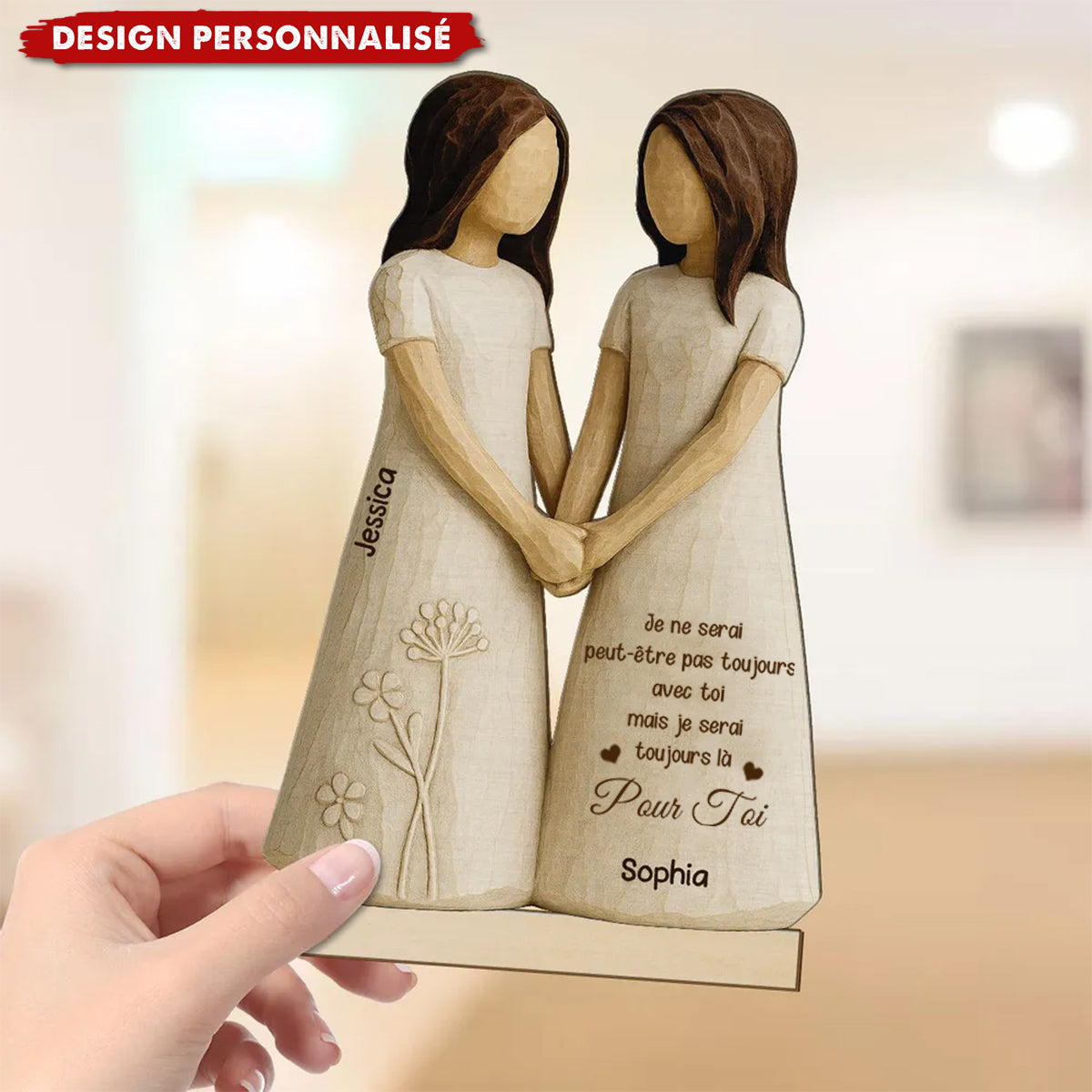Plaque en Bois Personnalisée – Cadeau Émotionnel pour Sœurs, Meilleures Amies ou Âmes Sœurs