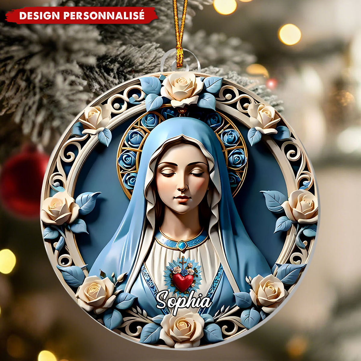 Ornement de Noël Personnalisé - Cœur Sacré de Marie