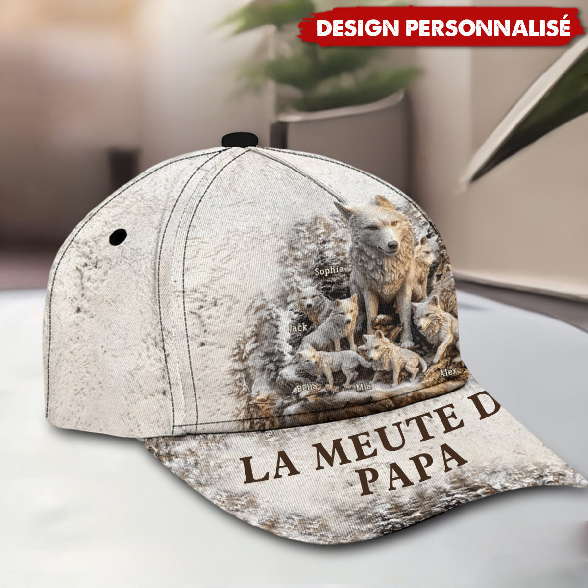 Casquette Personnalisée "La Meute de Papa" – Design Loup Unique