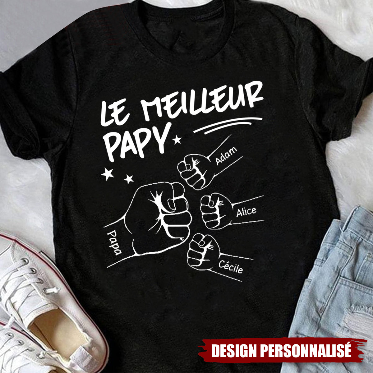 T-shirt personnalisé "Le meilleur papa"– Cadeau unique pour la fête des pères