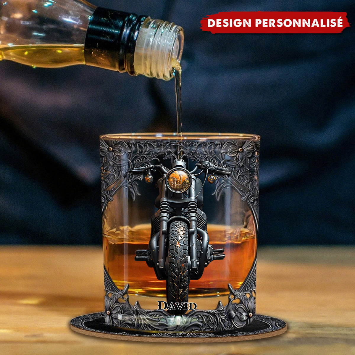 Verre à Whisky Personnalisé Motif Moto – Cadeau Idéal pour Motards