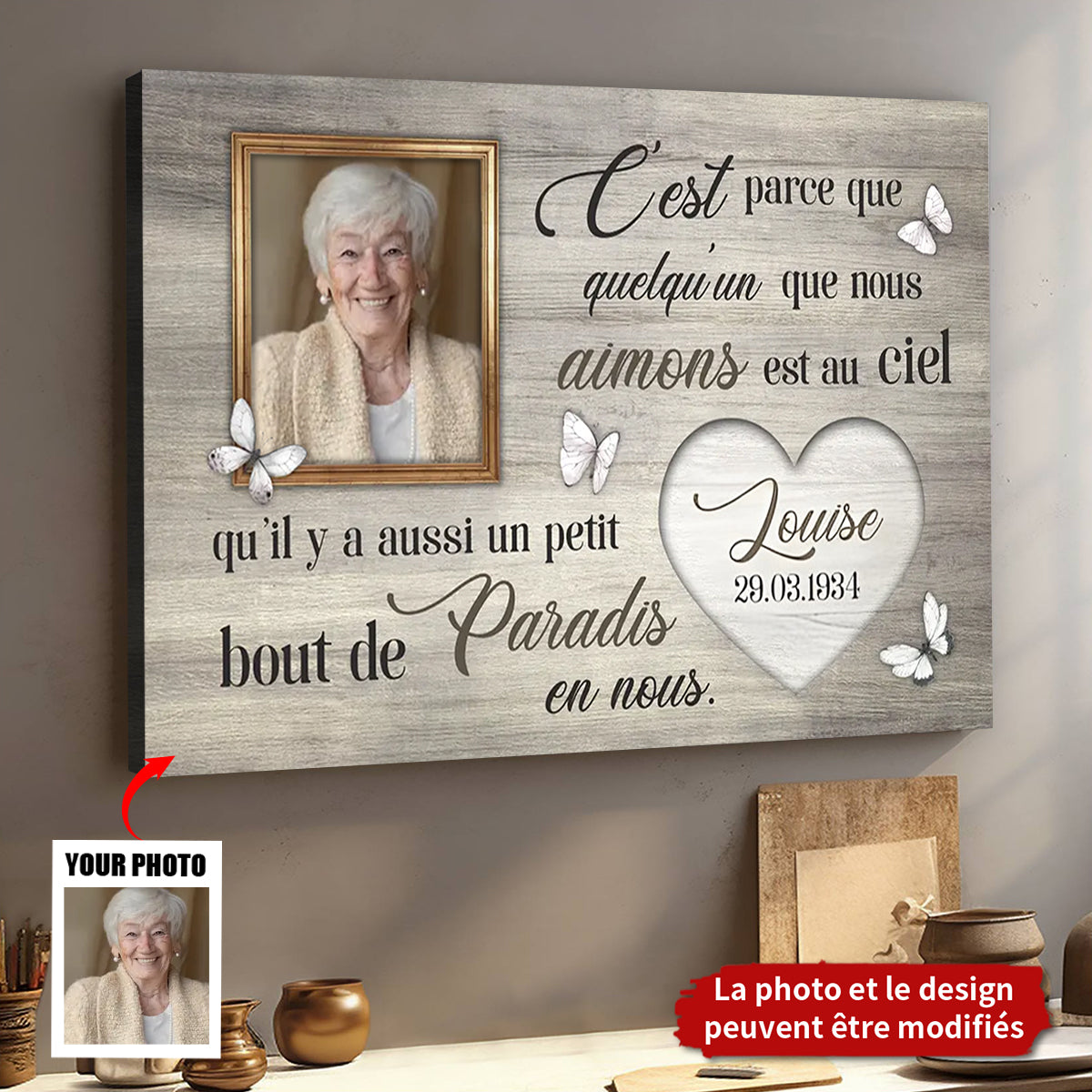 Plaque Mémoriale Personnalisée avec Photo - Un Petit Bout de Paradis en Nous