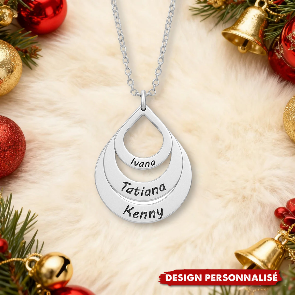 Collier Personnalisé Multi-Prénoms – Design Élégant en Gouttes