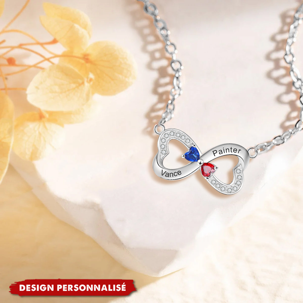 Collier Infini Cœurs Personnalisé - Symbole d’Amour Éternel