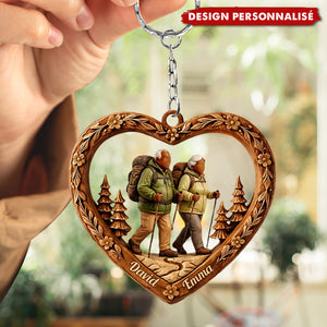Porte-clés couple randonneurs personnalisé — Cadeau pour randonneurs et couples