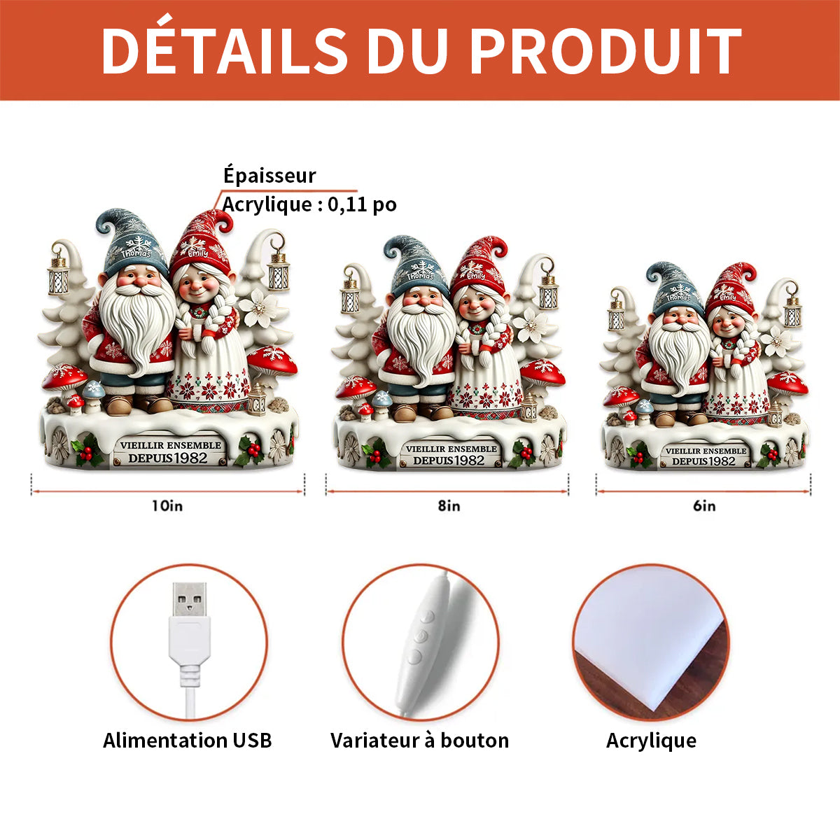 Boîte Lumineuse "Vieillir Ensemble" - Cadeau d’Amour Personnalisé