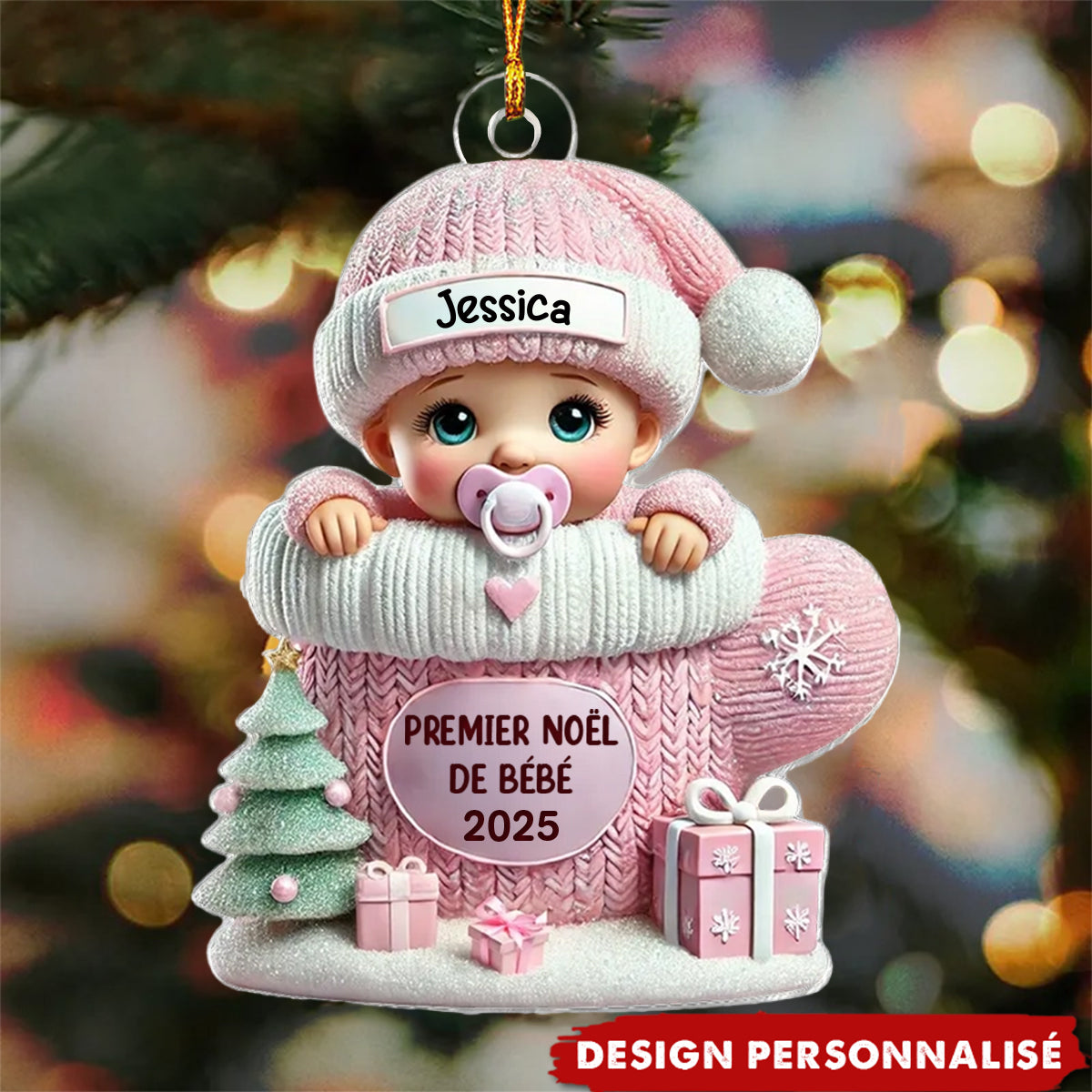 Décoration de Noël Personnalisée Ornement Acrylique  - Premier Noël de Bébé