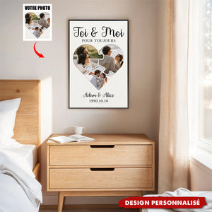 Affiche Personnalisée Toi & Moi Pour Toujours — Coeur Puzzle avec Votre Photo & Prénoms