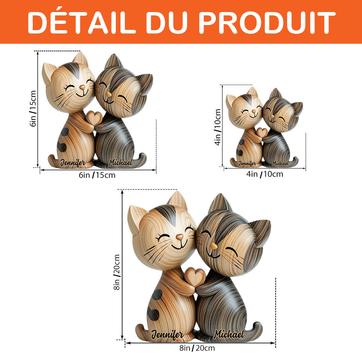 Adorables Chats en Couple – Plaque Acrylique Personnalisée en Forme de Chat