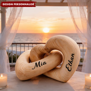Sculture Cœur Infini en Bois Personnalisée – Décoration Romantique et Cadeau d’Amour Éternel