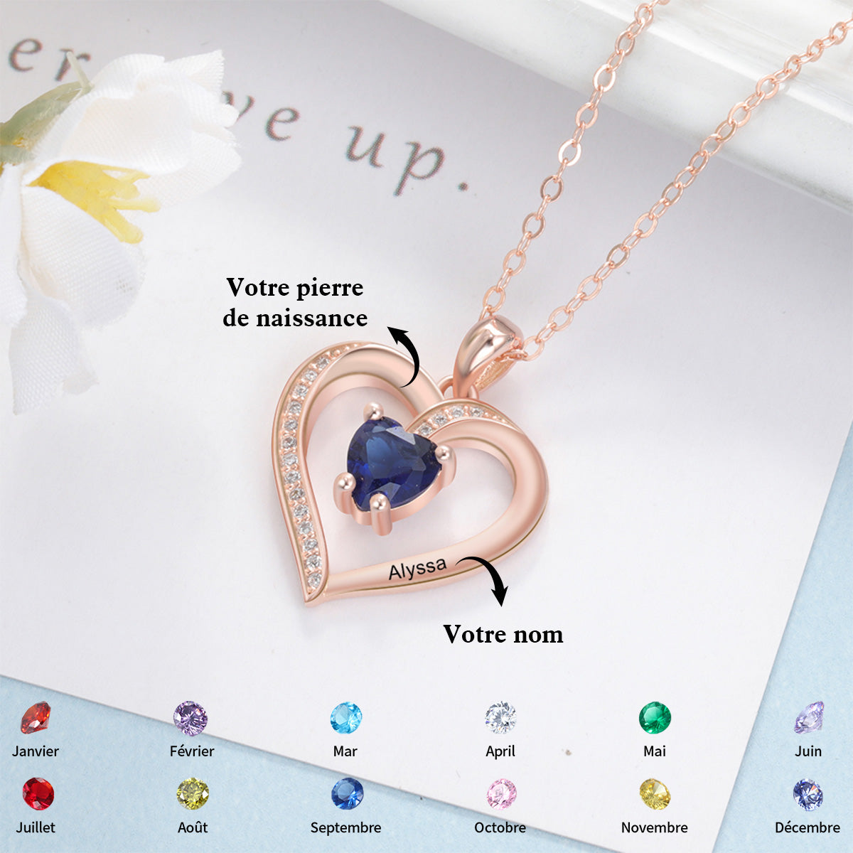 Collier Coeur Collier Personnalisé avec Prénom