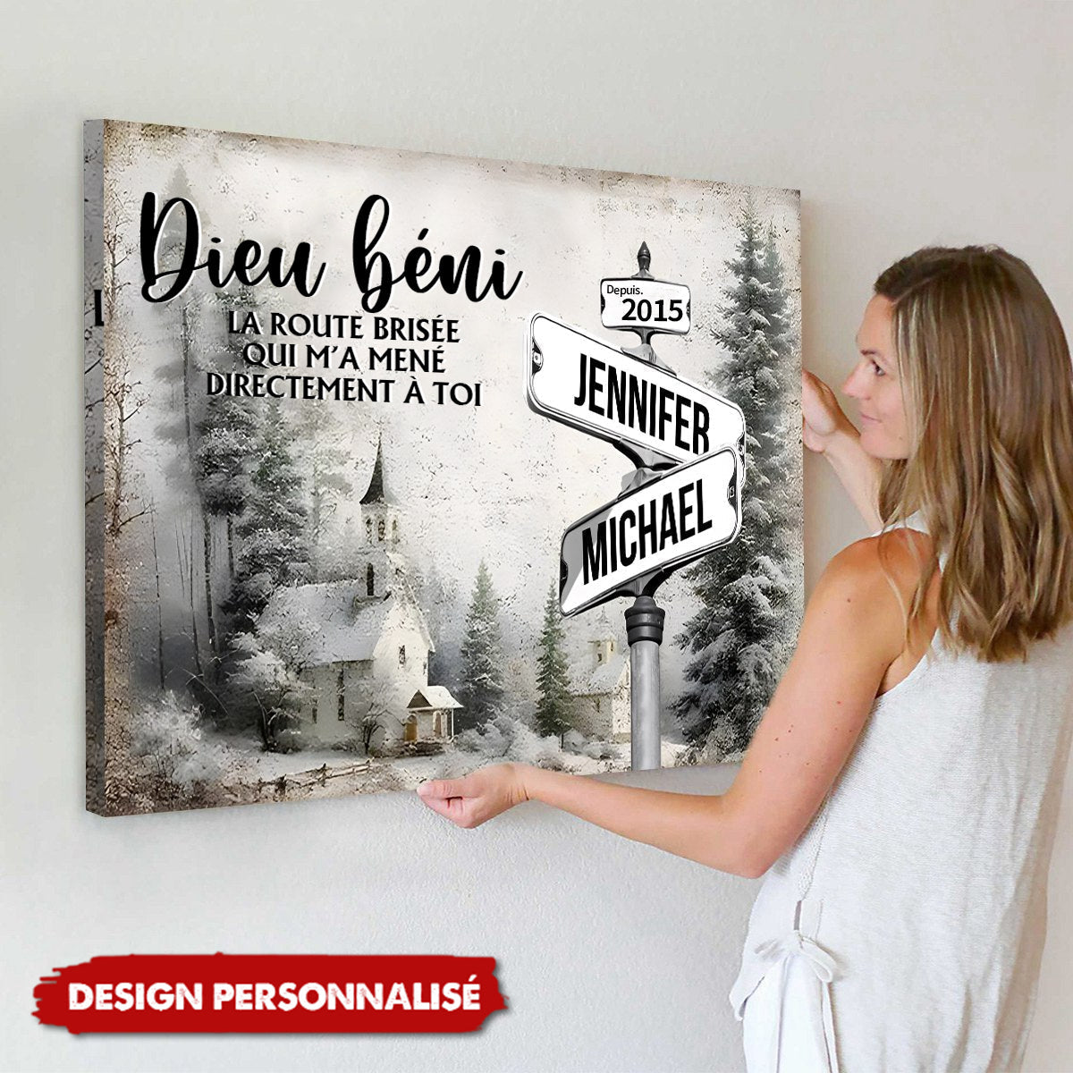 Poster Personnalisé – Panneau de Rue avec Prénoms & Date Spéciale