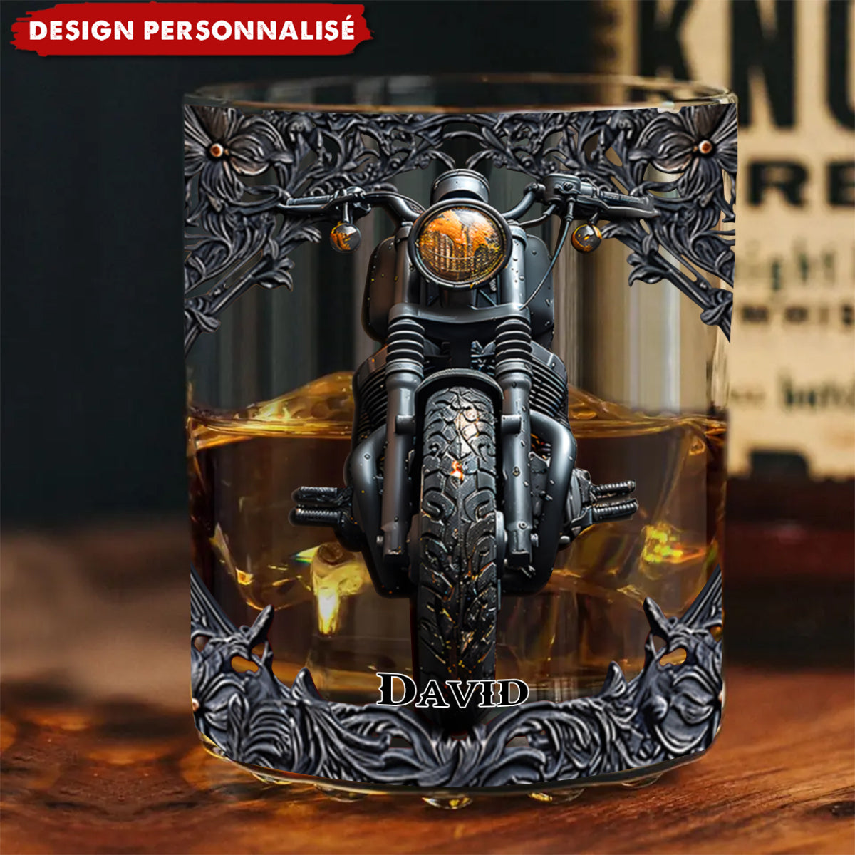 Verre à Whisky Personnalisé Motif Moto – Cadeau Idéal pour Motards