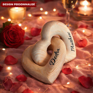 Sculture Cœur Infini en Bois Personnalisée – Décoration Romantique et Cadeau d’Amour Éternel