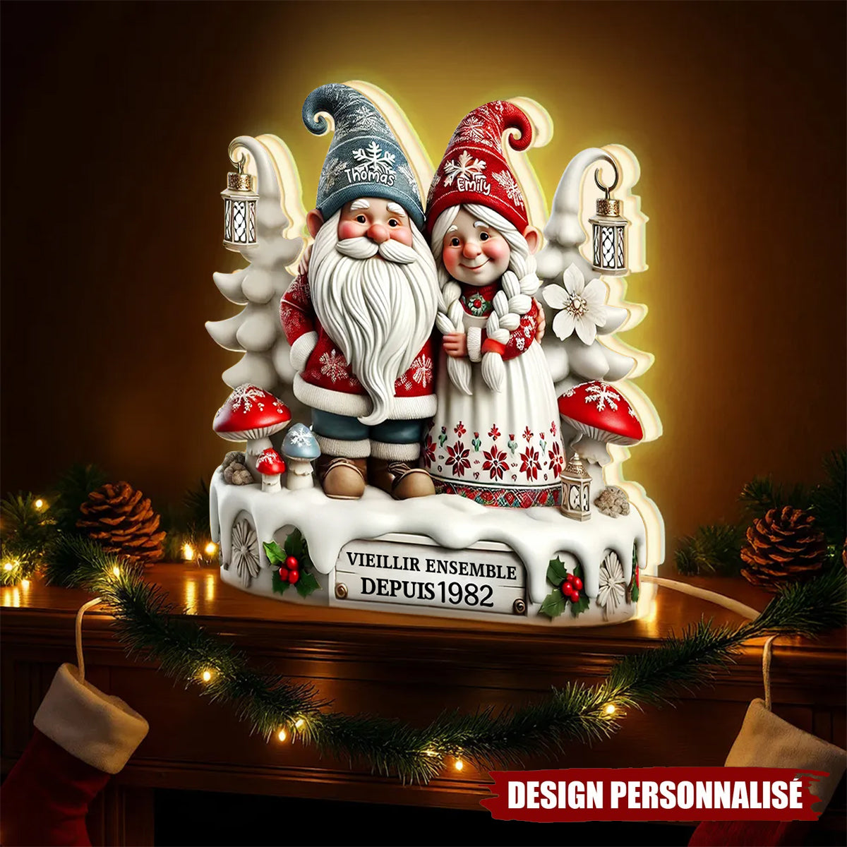 Boîte Lumineuse "Vieillir Ensemble" - Cadeau d’Amour Personnalisé