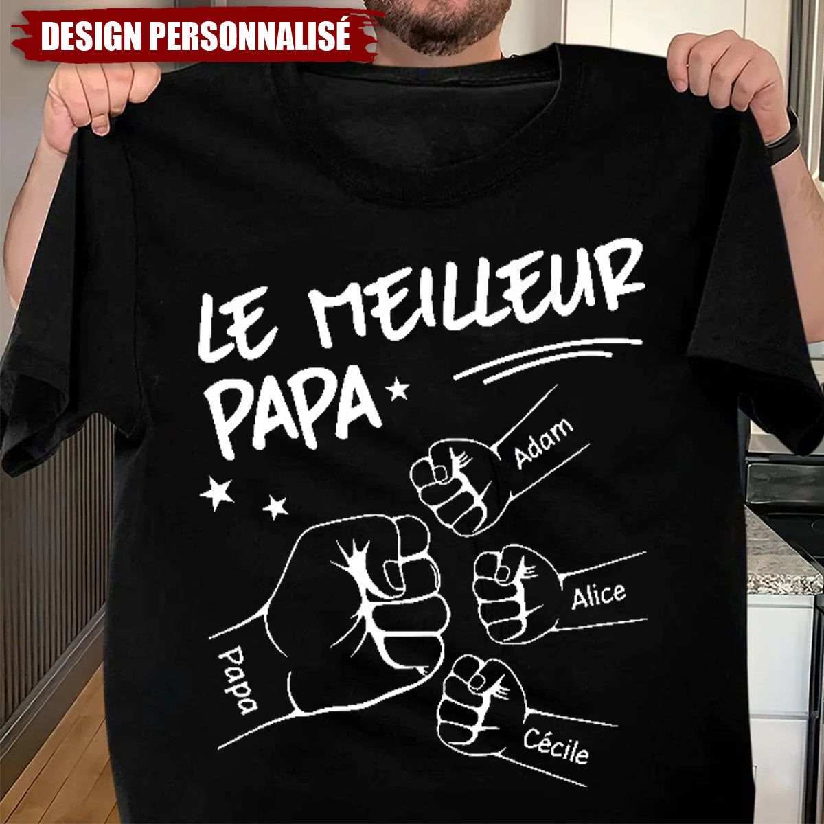 T-shirt personnalisé "Le meilleur papa"– Cadeau unique pour la fête des pères