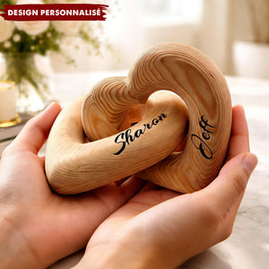 Sculture Cœur Infini en Bois Personnalisée – Décoration Romantique et Cadeau d’Amour Éternel