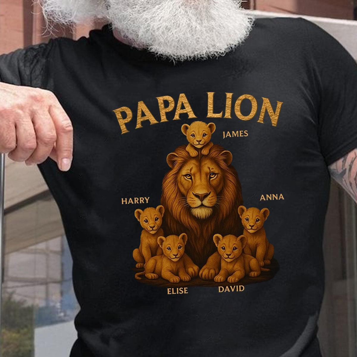 Papa Lion - T-shirt personnalisé pour papa et ses lionceaux
