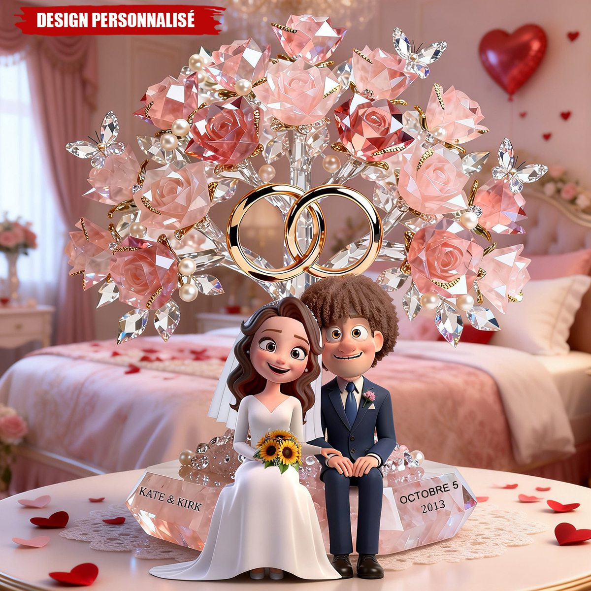 Plaque Personnalisée de Couple de Mariage - Souvenir de mariage pour couple