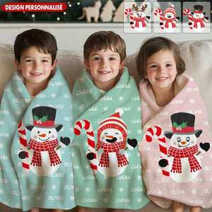 Couverture Personnalisée Bonhomme de Neige – Douce, Chaleureuse et Parfaite pour les Enfants