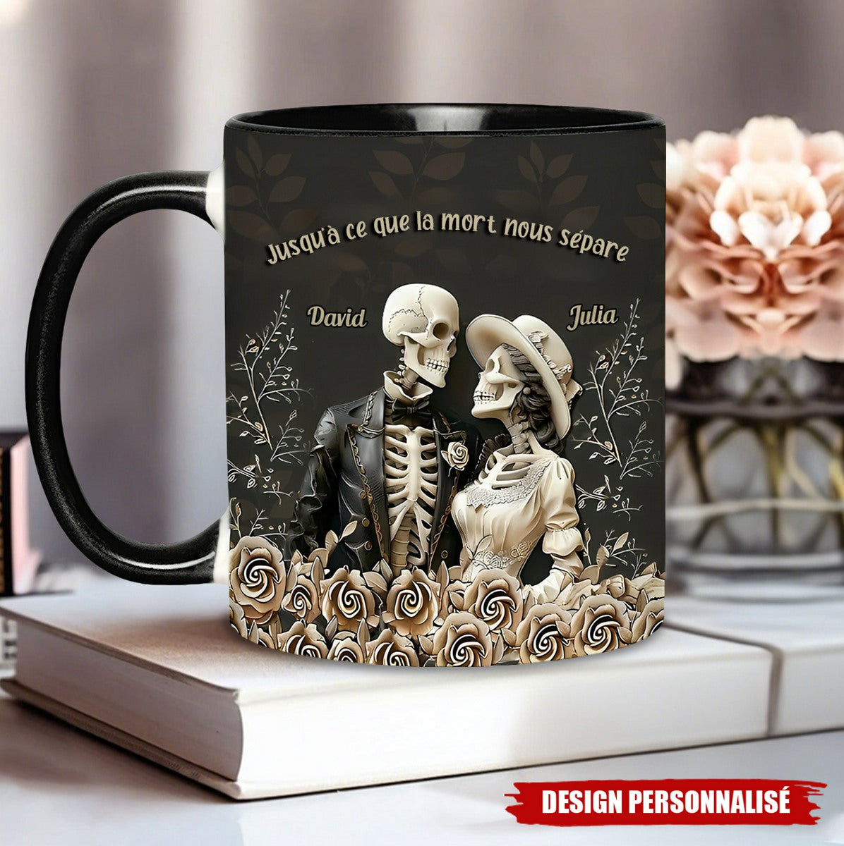 Tasse Personnalisée "Jusqu’à ce que la mort nous sépare" - Couple Squelettes Amoureux