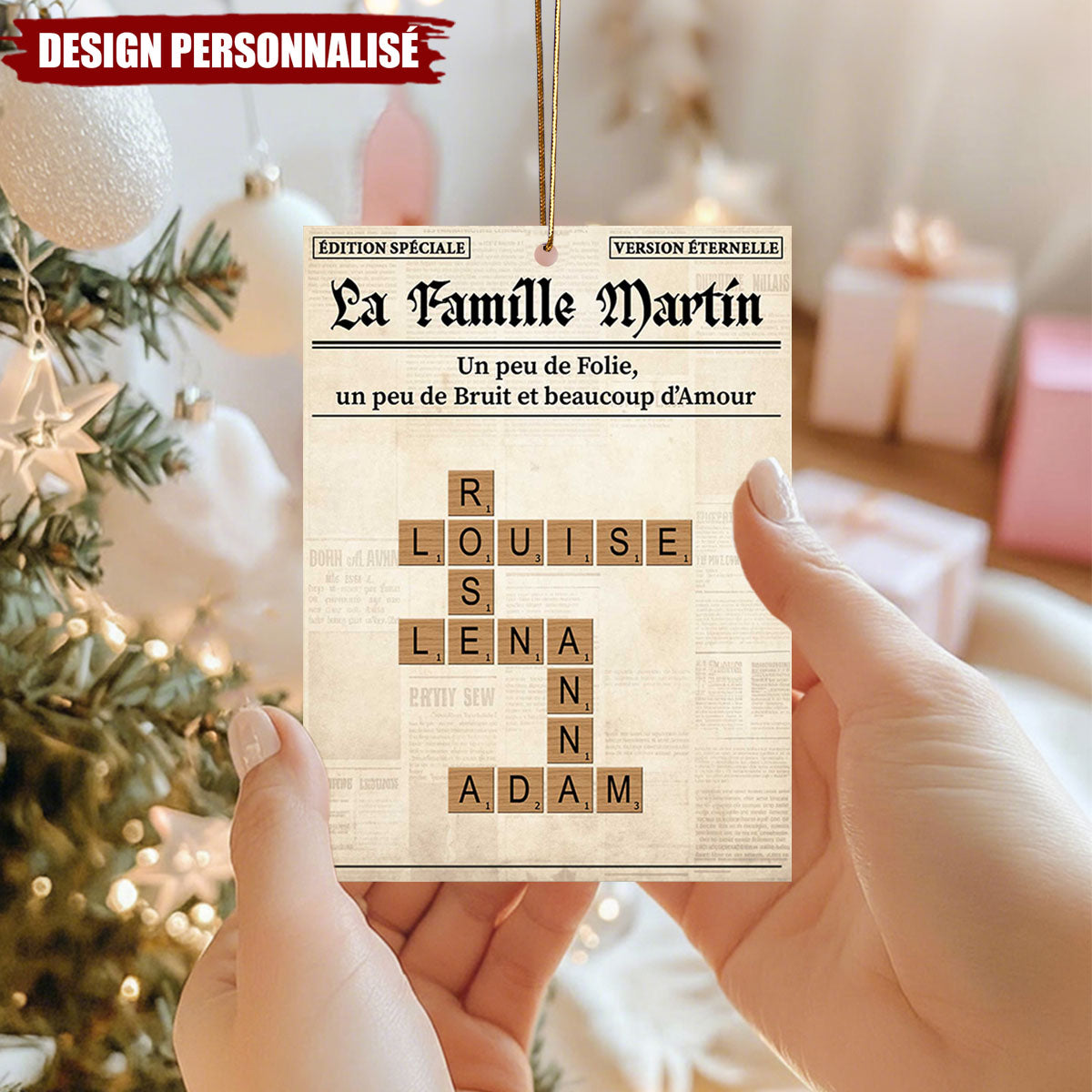 Ornement de Noël Personnalisé – Mots Croisés de la Famille