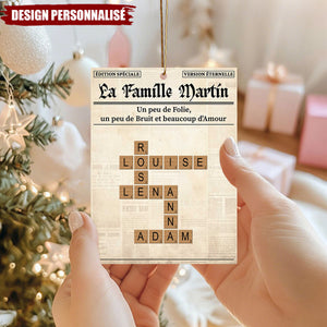 Ornement de Noël Personnalisé – Mots Croisés de la Famille