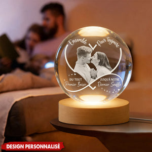 Lampe de nuit en cristal personnalisée pour couple - Cadeau d’amour inoubliable